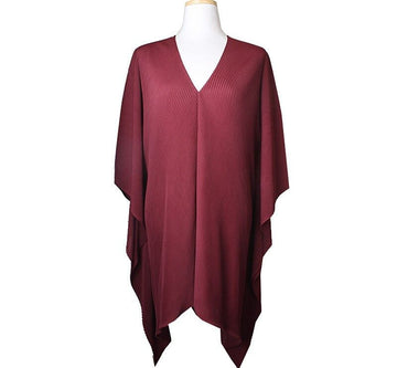 ISSEY MIYAKE プリーツプリーズ バーガンディ パンチョ ブラウス 66以上 33348543