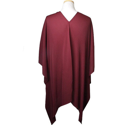 ISSEY MIYAKE プリーツプリーズ バーガンディ パンチョ ブラウス 66以上 33348543