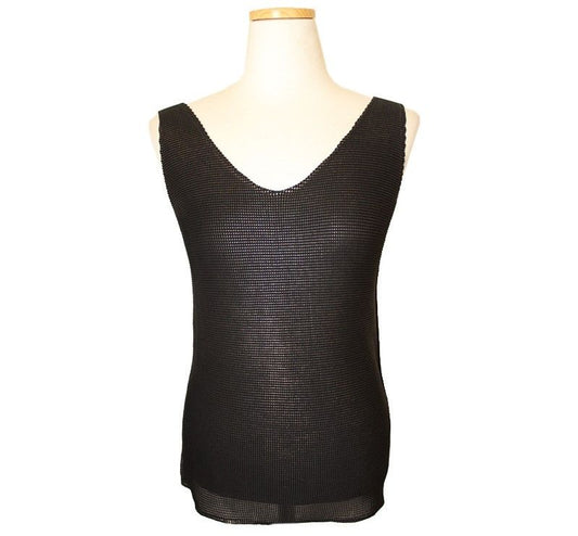 ISSEY MIYAKE Issey ME Black & Metal Gold Waffle Pleated Tank Top F 26807116