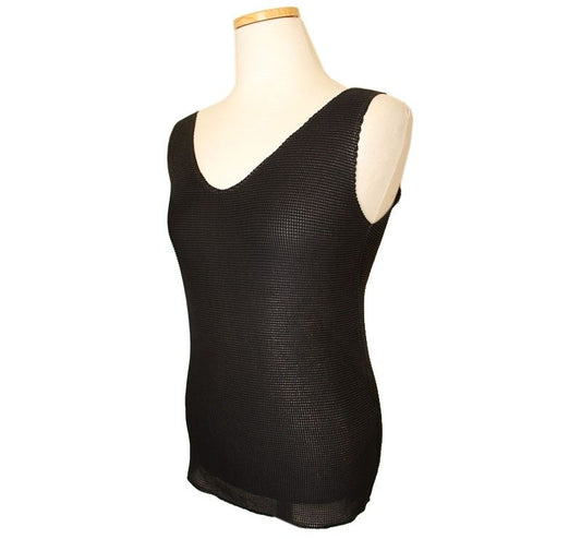 ISSEY MIYAKE Issey ME Black & Metal Gold Waffle Pleated Tank Top F 26807116