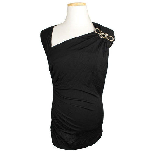 Other Brand Just Cavalli Black Metal-Decorated Shirred Top XS 26807276