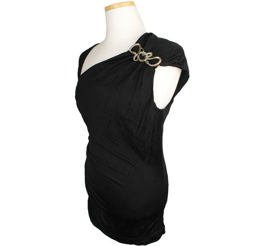 Other Brand Just Cavalli Black Metal-Decorated Shirred Top XS 26807276