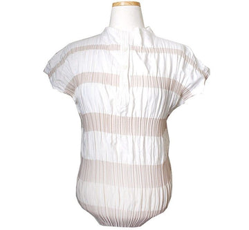 ISSEY MIYAKE Two-Tone Beige Button Sleeveless Top 2 33655535