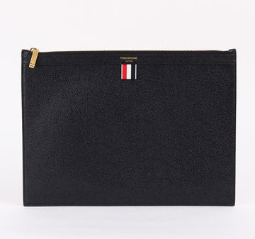 THOM BROWNE Schwarze Leder Große Clutch MAC021L 27954003