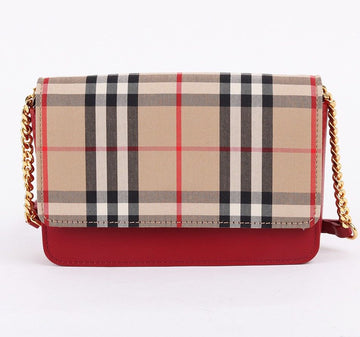 Burberry Vintage Check Red Mini Chain Shoulder Bag 28173821