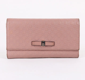 GUCCI Sima Leder Pink Bow Lang Geldbörse 388679 29248943