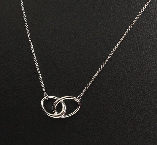 Tiffany & Co 925 Silver Interlocking Oval Circle Necklace 33983496