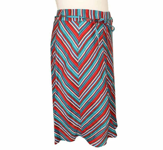 MaxMara Max&Co. Multi-Diagonal Linen Belted Skirt 36 26809215