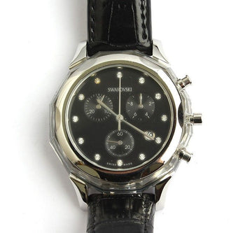 Swarovski Silver Tone Black Band Men's Watch 37MM 27067708