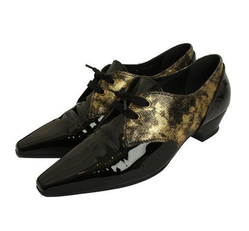 CHANEL Black Patent Goldie Lace-Up Loafers 33 12 28536233