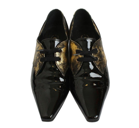CHANEL Black Patent Goldie Lace-Up Loafer 33 12 28536233