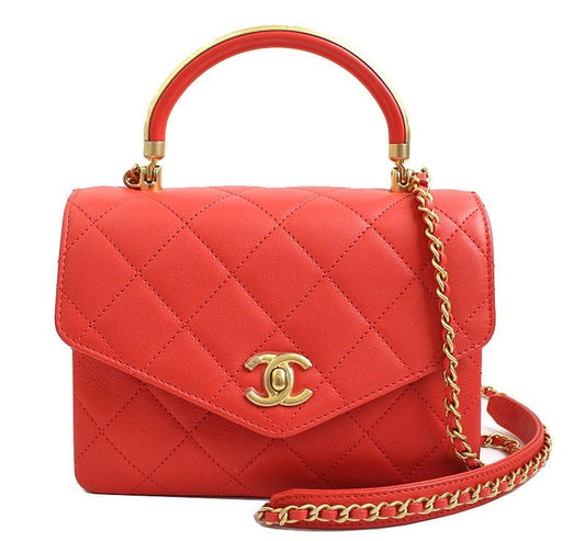 CHANEL マットゴールドコーラルレッドトート兼クロスバッグ 28番 29563088