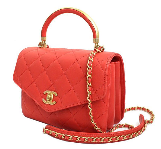 CHANEL マットゴールドコーラルレッドトート兼クロスバッグ 28番 29563088