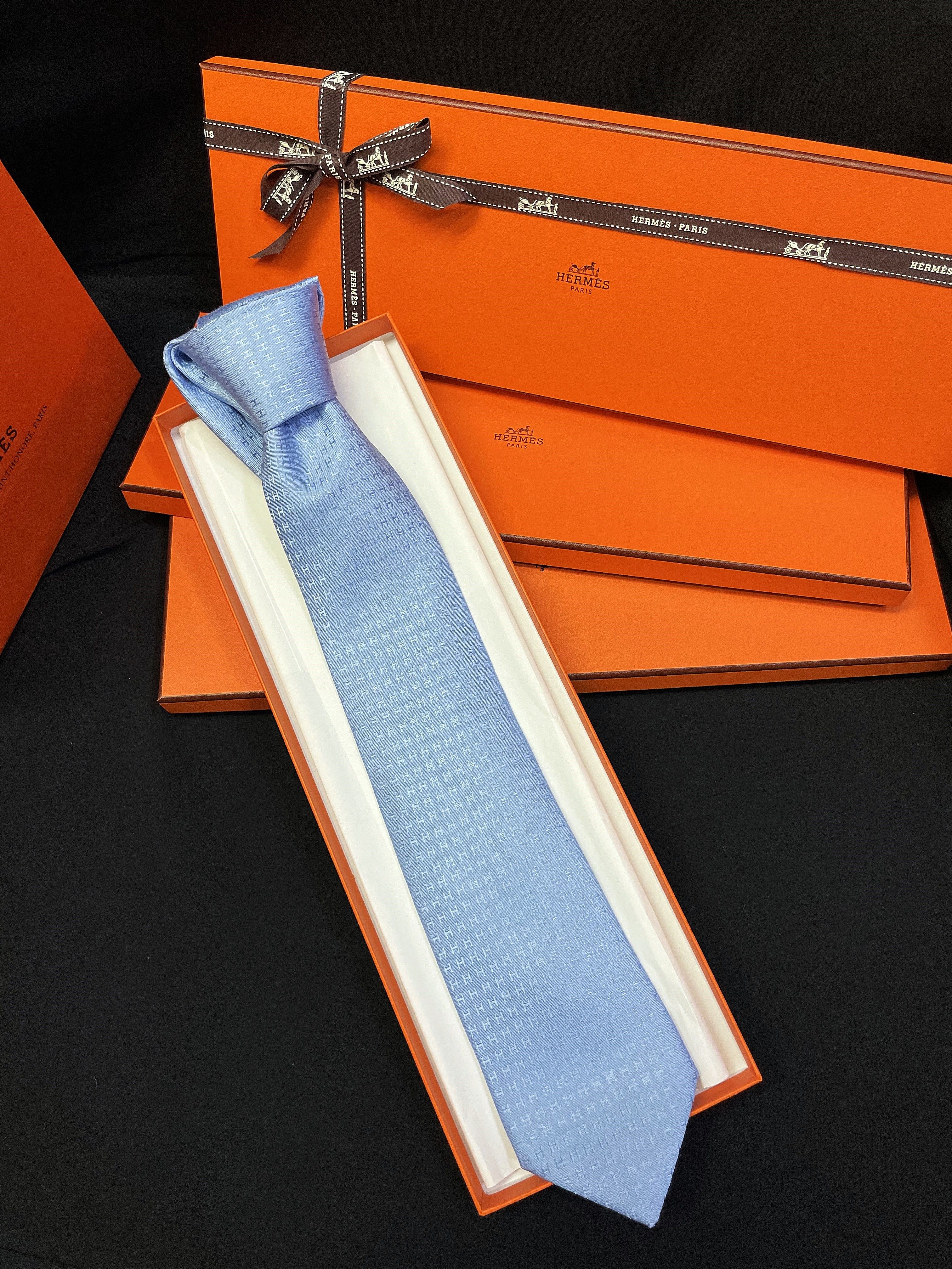 HERMES エルメス ネクタイ H030189T 61 ジャガード ファソネ H シルク