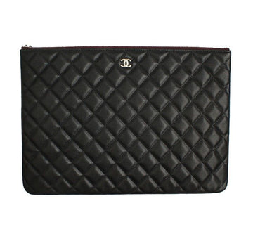 CHANEL Schwarzes Caviar Stepp-CC Große Clutch 31er Reihe 26811183