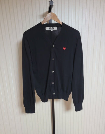 COMME DES GARCONS S Schwarz Rot Small Wappen Herren Cardigan AZ-N054 25524974