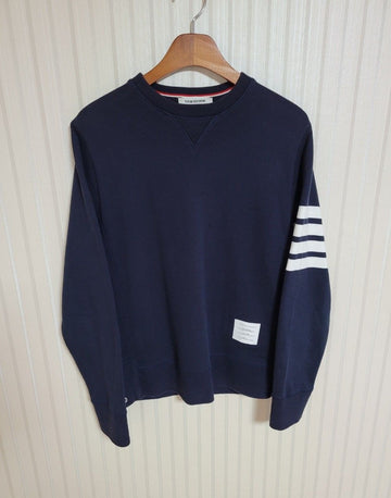THOM BROWNE Navy Diagonal Striped Cutout Sweatshirt 30998063