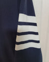 THOM BROWNE ネイビーラインリブサイドスリットスウェット 30998063 [P]