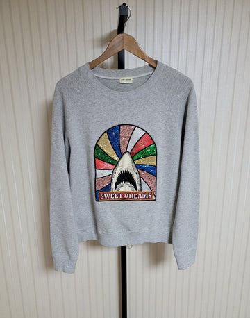 SAINT LAURENT M Grau Shark Patch Sweatshirt 26609630