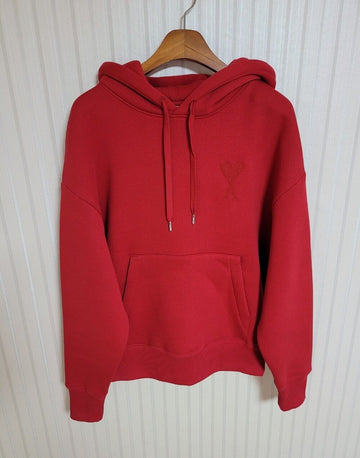 AMI Red Big Heart Embroidery Hoodie S 32477733