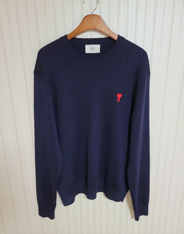 AMI Navy Herzstickerei Wollstrick 32860672