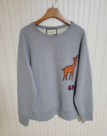GUCCI GG Grau GG Reh Patch Sweatshirt M 35074914