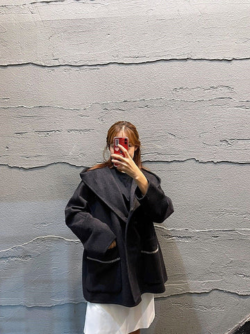 Fabiana Filippi V628 8148 Black Hooded Cape 35180913