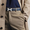 Hermes Silver Classic Reversible Belt Black Blue 35324099 [P]
