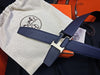 Hermes Silver Classic Reversible Belt Black Blue 35324099 [P]