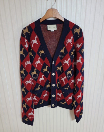 GUCCI l Reit-Diamantmuster Cardigan L 35400404