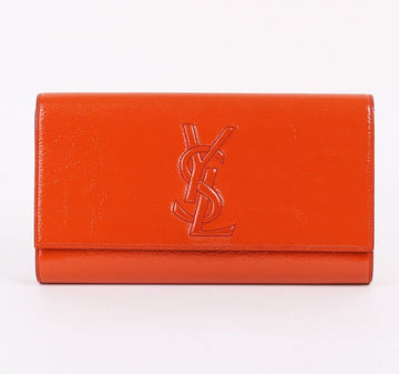 SAINT LAURENT L'Écrin Clutch aus orangefarbenem Lackleder 347990 35467965