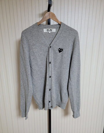 COMME DES GARCONS l L Grau Schwarz Patch Männer Cardigan 26656104