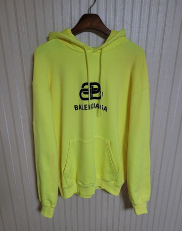 BALENCIAGA XS Neon Gelb BB Logo Damen Oversize Kapuzenpullover 30797161