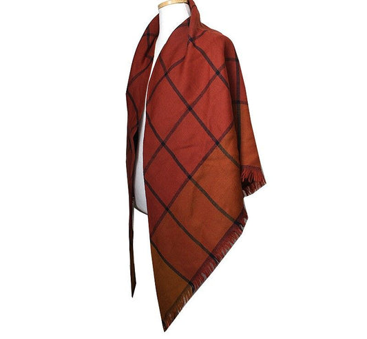 Burberry Brick Red Check Wool Shawl and Scarf 35966524