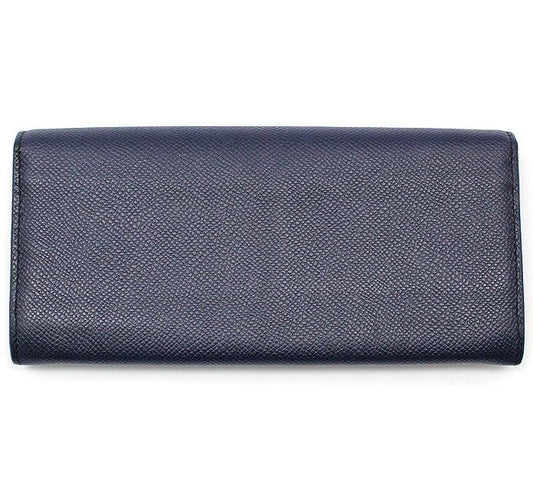 Tods Navy Leather Silver-Plated Flap Long Wallet 19.5cm x 9cm x 3cm 28257601