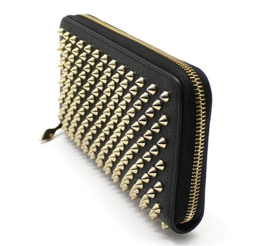 Christian Louboutin Black Leather Panettone Spike Long Wallet 12345 28257562