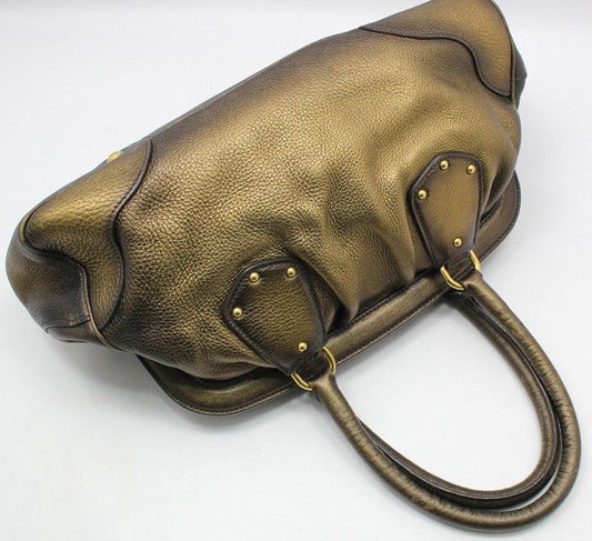 PRADA BR3508 Gold Bronze Metallic Leder Tote Bag 28257446