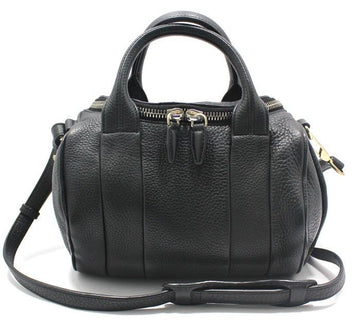 ALEXANDER WANG ブラックレザースタッズロッキースモールダッフルショルダーバッグ 205160 28257417