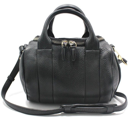 ALEXANDER WANG ブラックレザースタッズロッキースモールダッフルショルダーバッグ 205160 28257417