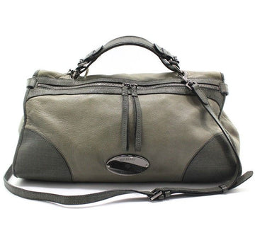 MULBERRY カーキグレー レザー テイラー サッチェル ショルダーバッグ 40cm×20cm×13cm 28257454