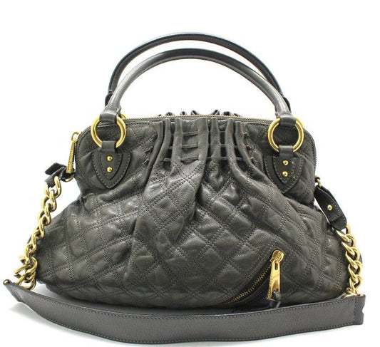 MARC JACOBS グレー レザー キルティング セシリア ショルダーバッグ 28257351