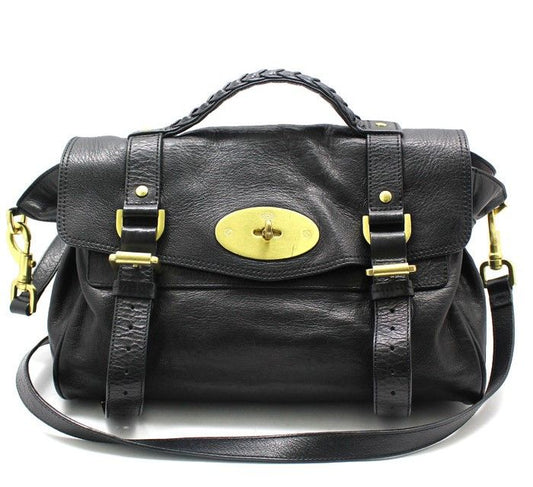 MULBERRY HH7539 ブラック レザー アレクサ レギュラー ショルダーバッグ 28257349