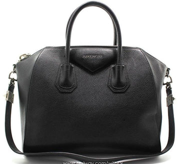 Givenchy Black Goat Skin Antigona Medium Shoulder Bag 12345 28257378
