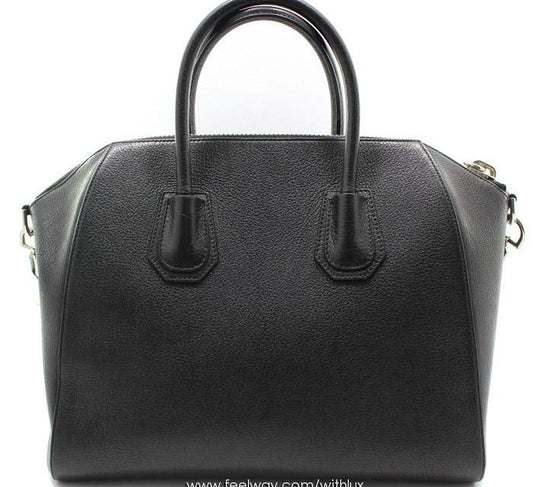 GIVENCHY ブラックゴートスキンシルバーアンティゴナミディアムショルダーバッグ 28257378