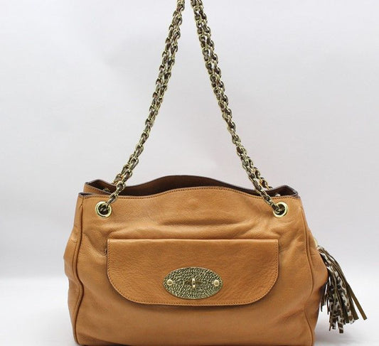 MULBERRY HH8091 ブラウン レザー レオパード ティズル チェーン ショルダーバッグ 28257329