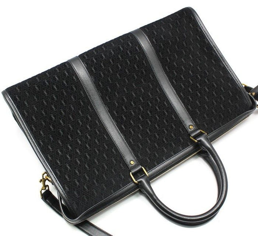 SAINT LAURENT 578336 ブラック スエード モノグラム オールオーバー ミディアム ダッフルバッグ ショルダーバッグ 28257340
