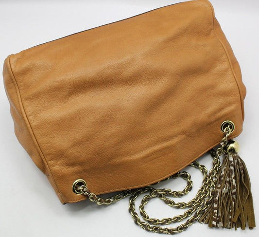 MULBERRY HH8091 ブラウン レザー レオパード ティズル チェーン ショルダーバッグ 28257329