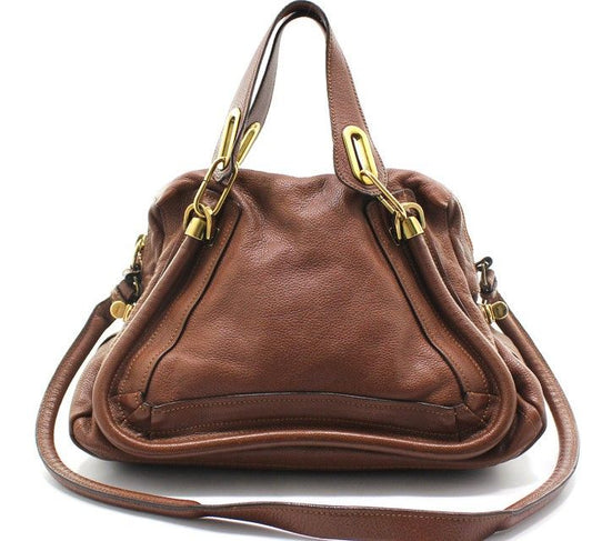 CHLOE ブラウンレザーゴールドパラティミディアムショルダーバッグ 28257369