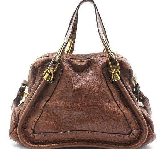 CHLOE ブラウンレザーゴールドパラティミディアムショルダーバッグ 28257369