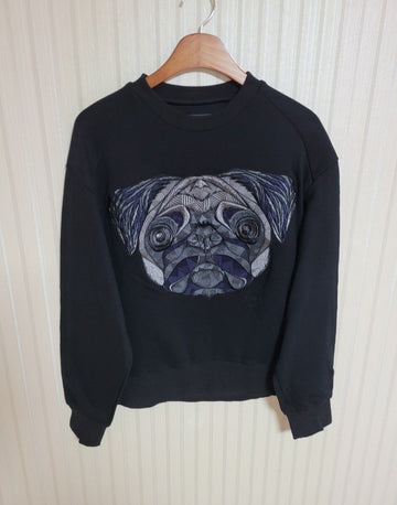 JUUN.J 46 ブラックパグ刺繍スウェットシャツ 29415748